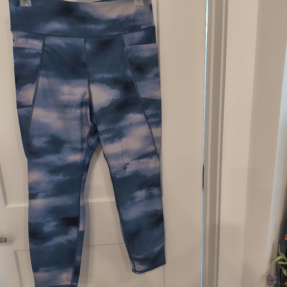 Jones New York Sport Tie Dye Leggings Workout Pants Plus Size 1X Side Pockets